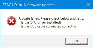 TEAC UD 701N Music Player - Update procedures 9