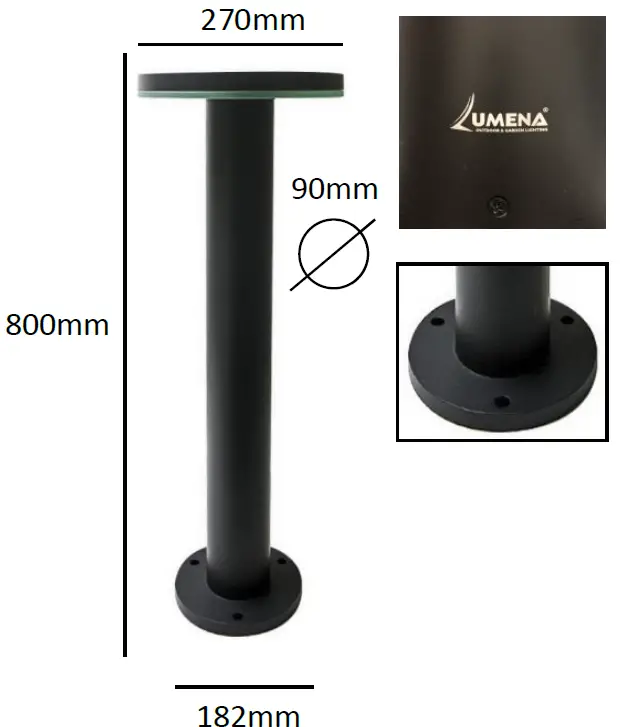 UMENA HALOPOST Professional Solar Bollard Light 1