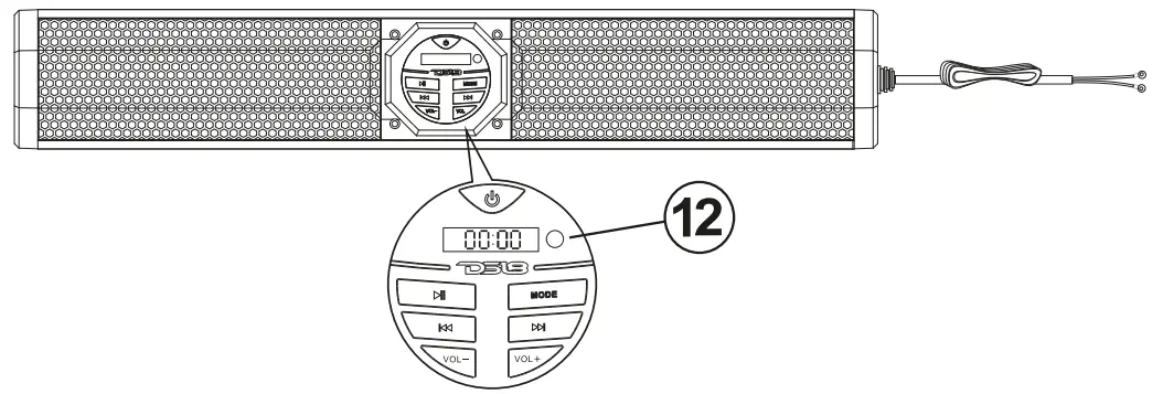 DS18 HYDRO SB24BT Amplified Sound Bar with BT and USB Player - REMOTE CONTROL