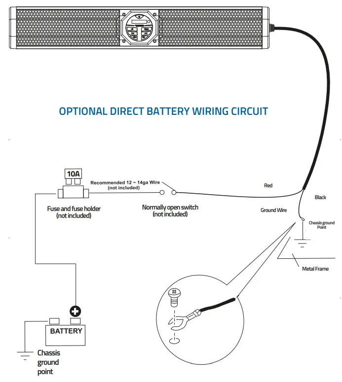 DS18 HYDRO SB24BT Amplified Sound Bar with BT and USB Player - WIRING INSTALLATION