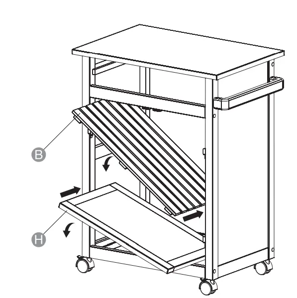 amazon basics B07MNBYN11 Classics Kitchen Cart with Cabinet Assembly Instruction