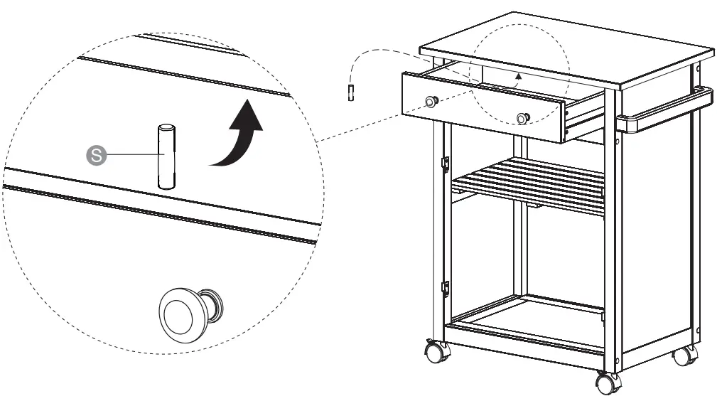 amazon basics B07MNBYN11 Classics Kitchen Cart with Cabinet Assembly Instruction