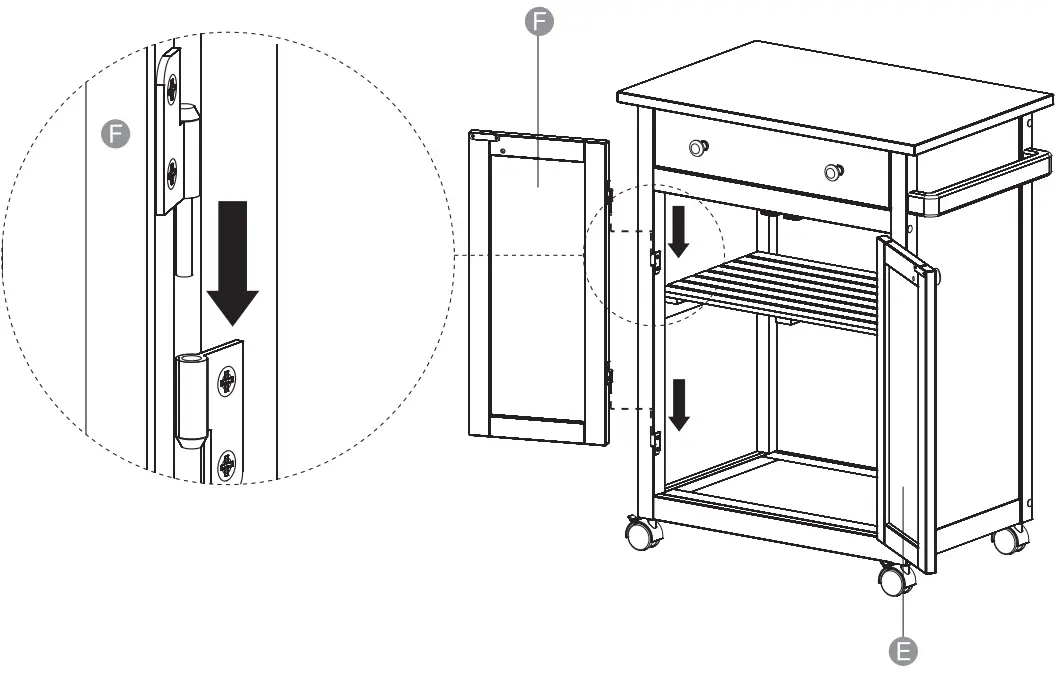 amazon basics B07MNBYN11 Classics Kitchen Cart with Cabinet Assembly Instruction