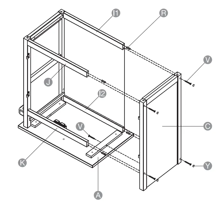 amazon basics B07MNBYN11 Classics Kitchen Cart with Cabinet Assembly Instruction