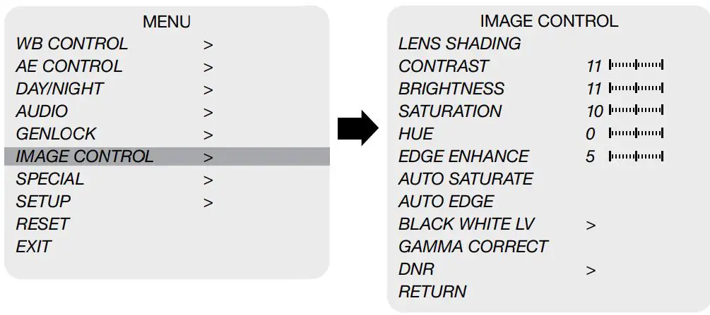 Marshall CV566 Compact and Miniature Full-HD Genlock Cameras User Manual - IMAGE CONTROL
