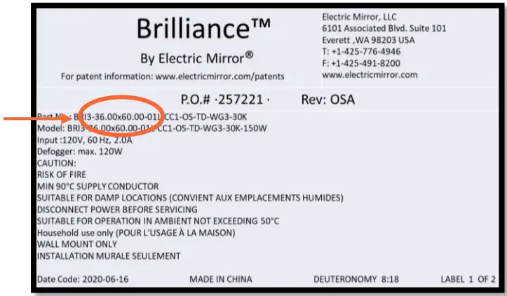 ELECTRIC MIRROR BRI3 Brilliance Eminence Lighted Mirrors - fig 1