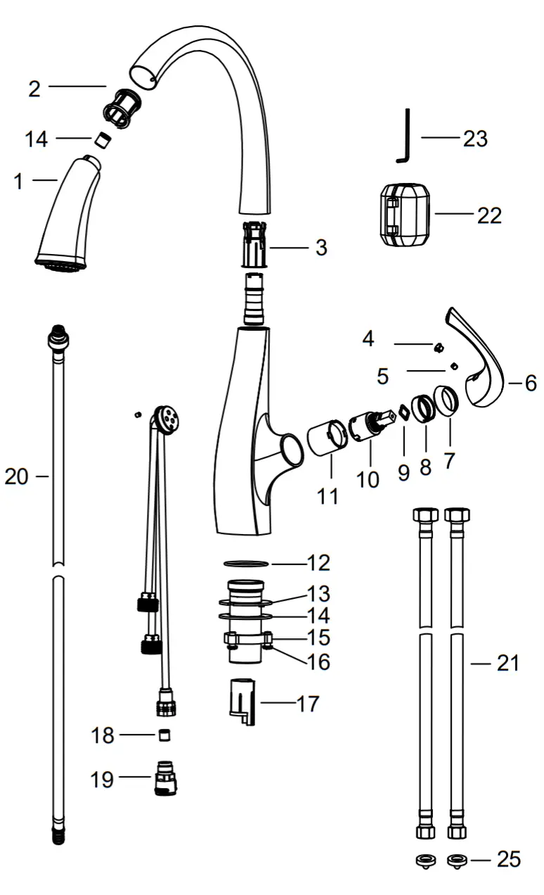 Kraus KPF-1675 Ansel Single Handle Kitchen Faucet - Diagram20