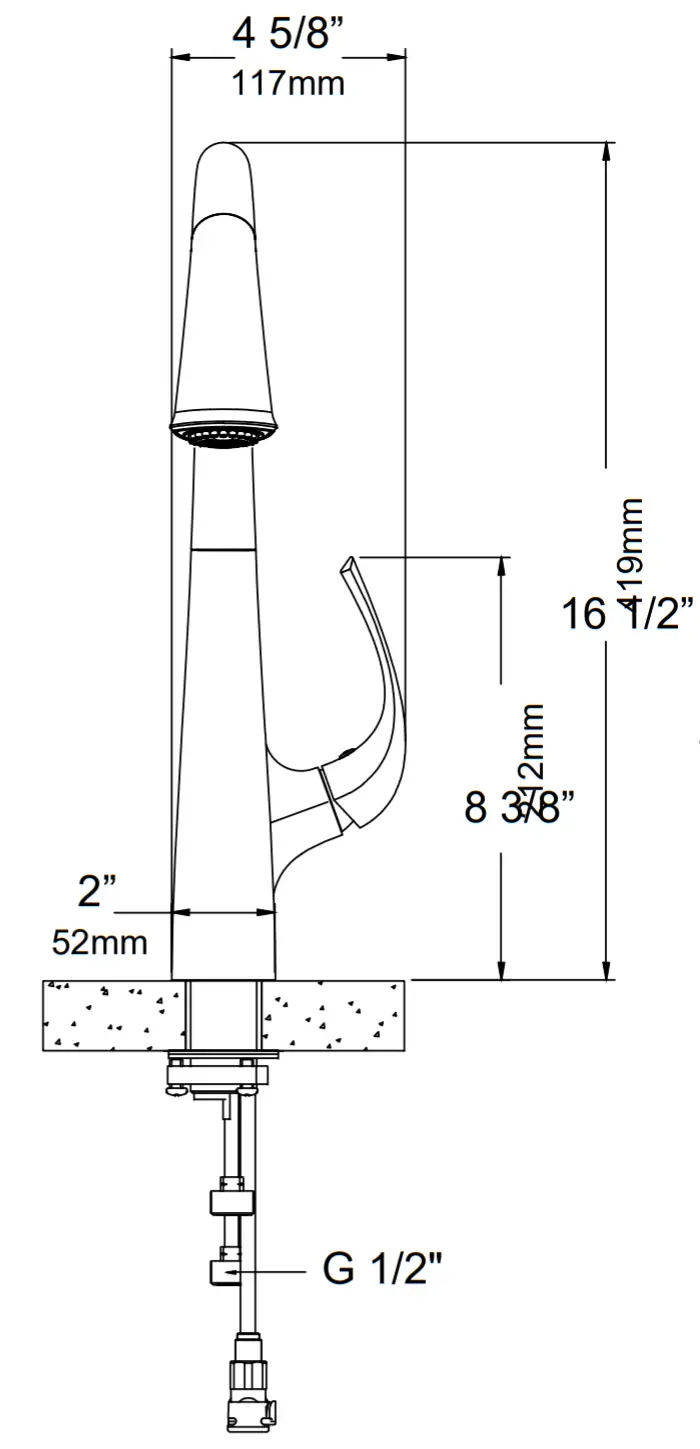 Kraus KPF-1675 Ansel Single Handle Kitchen Faucet - Diagram4