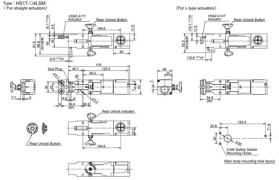 IDEC HS1T Interlock Switch 4-Contact Spring Lock 27