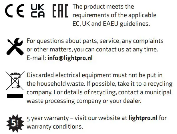 LiGHTPRO 116S Nova 5 Garden Spotlight User Manual - SAFETY Symbol