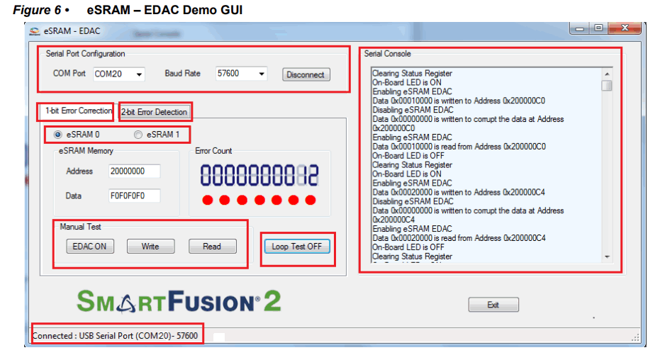 Microsemi DG0388 SmartFusion2 SoC FPGA Error Detection and Correction of eSRAM Memory - Demo GUI