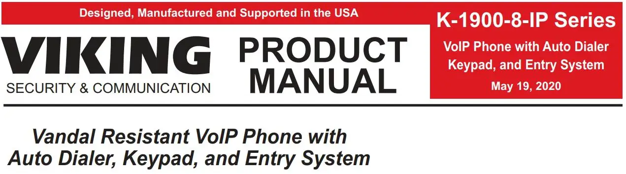 VIKING K-1900-8-IP Series VoIP Phone User Manual