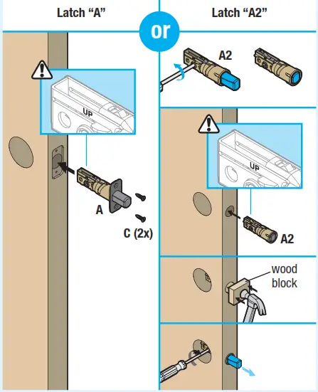 Install latch and strike D