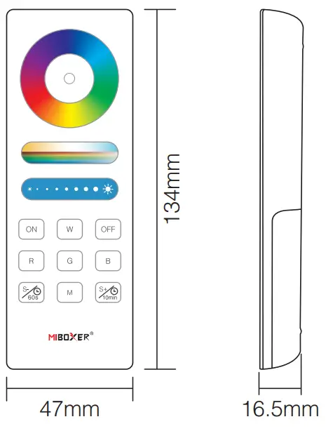 MiBOXER FUT088 Rechargeable Full Touch Remote Controller - Parameters