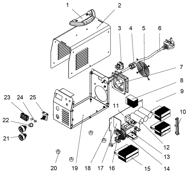 Clarke AT162 ARC TIG MMA Inverter Welder - EXPLODED DIAGRAM