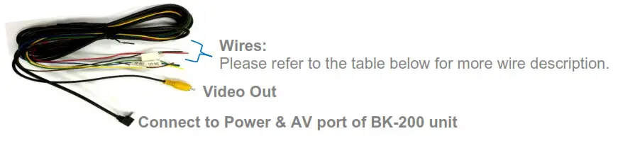 ASUKA BK-200 Full-HD Drive Recorder- power cable