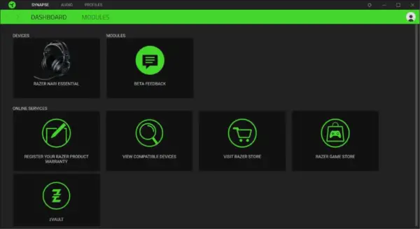Razer Nari Essential Headphones User Manual 18 DASHBOARD