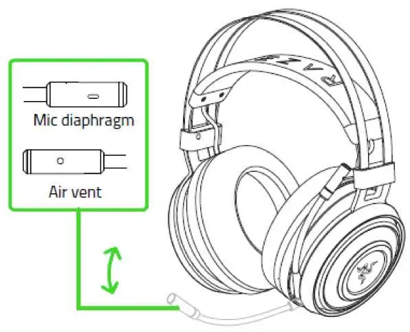 Razer Nari Essential Headphones User Manual 14 Make Sure The Mic Diaphragm Is In Front And The Air Vent Is Facing Away From Your Mouth
