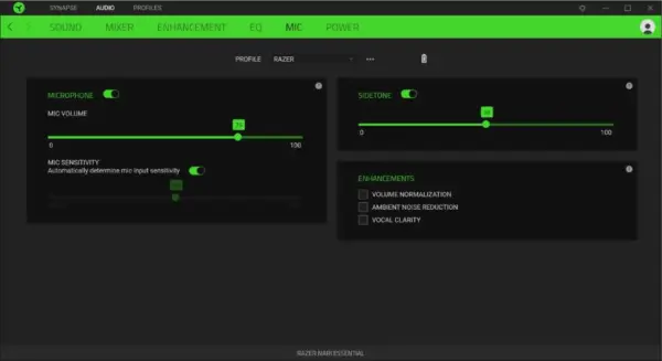 Razer Nari Essential Headphones User Manual 24 Mic Subtab