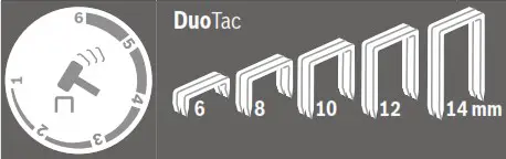 BOSCH PTK 14 EDT Electric Staple Gun Tacker - Setting Range for Thumbwheel 2