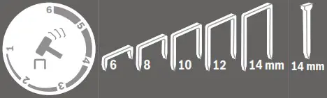 BOSCH PTK 14 EDT Electric Staple Gun Tacker - Setting Range for Thumbwheel