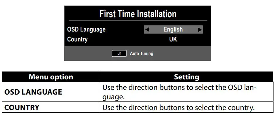 MEDION Ultra HD TV User Guide - Channel search after switching on for the fi rest time