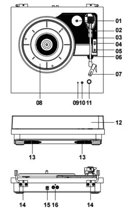 Lenco LS 10BK Turntable with Built In Speakers - fig