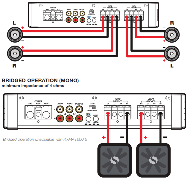 KICKER KXMA400.2 2x200-Watt Two-Channel Full-Range Class D Amplifier - POWER WIRING