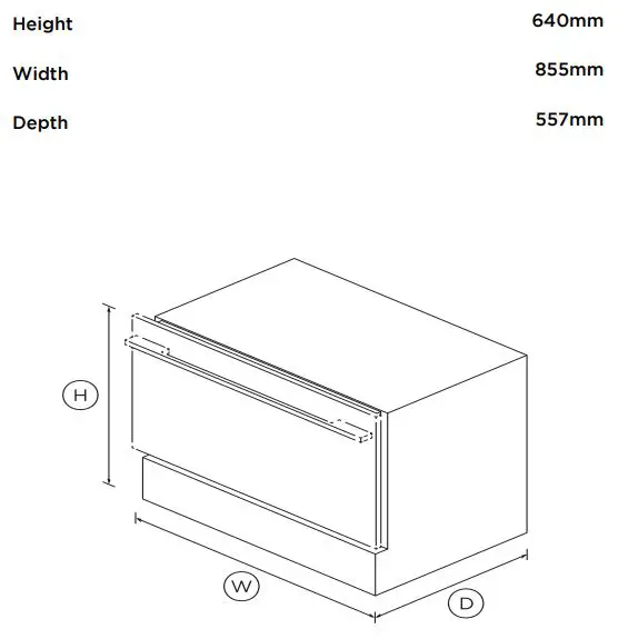 FISHER PAYKEL RB90S64MKIW1 Integrated Cool Drawer Multi-Temperature Drawer User Guide - DIMENSIONS