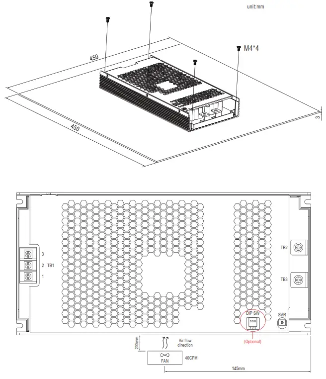 MEAN WELL UHP-1500 1500W Conduction Cooling with PFC Switching Supply - aluminum plate