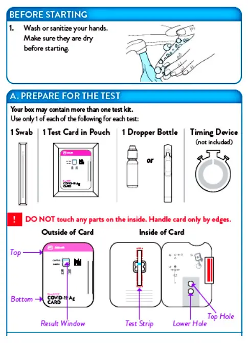 BinaxNOW COVID-19 Antigen Self TEST - used during testing