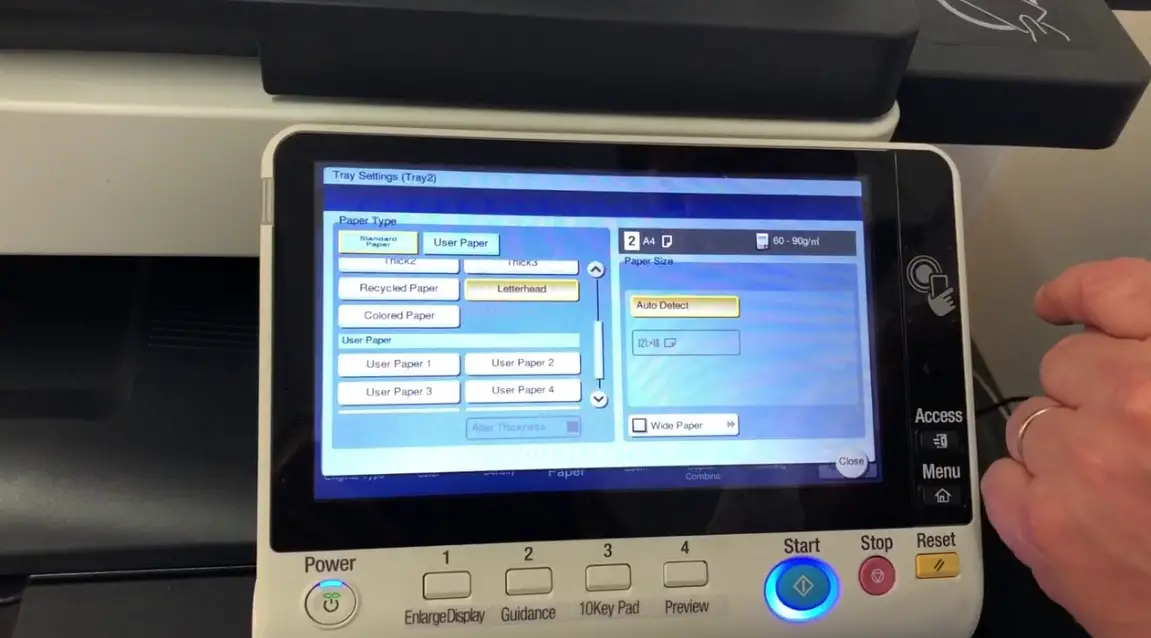 Loffler Konica Minolta I-series Changing Paper Type In The Trays User Guide
