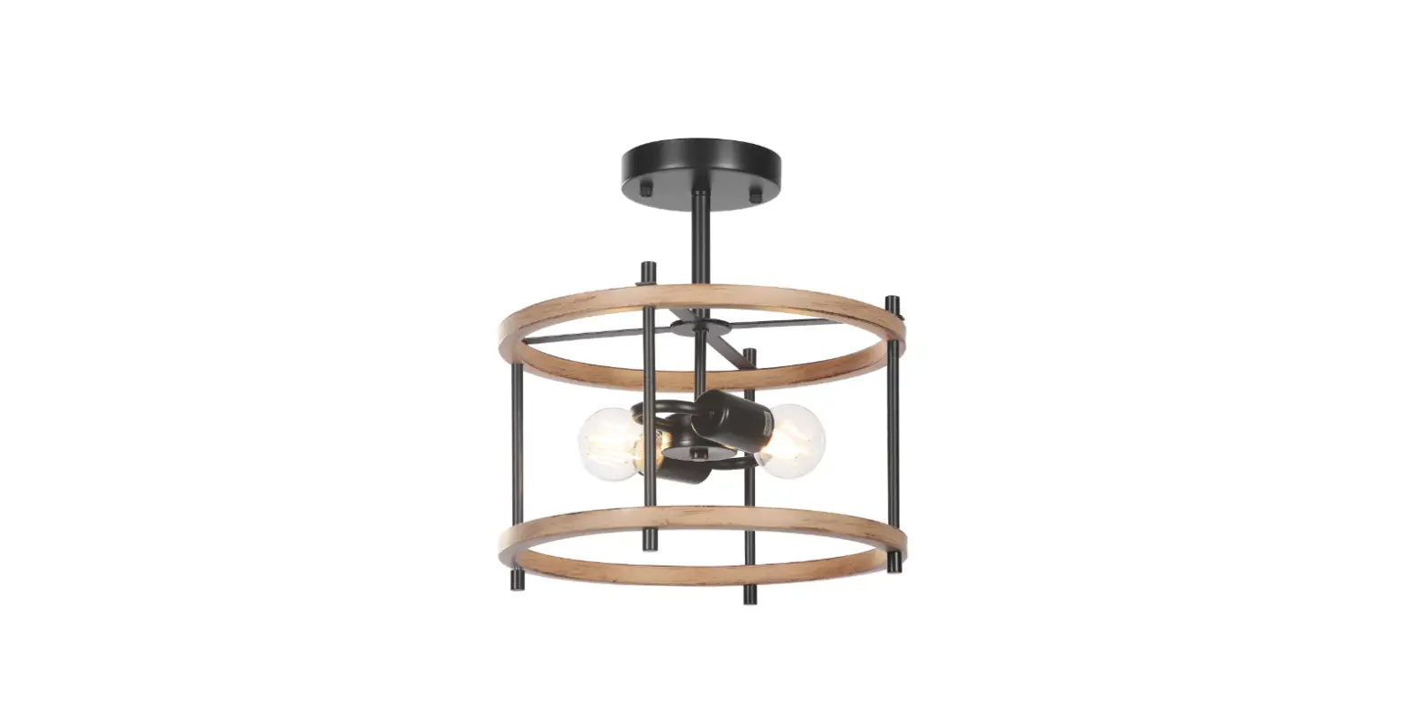 Tribesigns Th-sf0202 Walnut Incandescent Semi-flush Mount Light Instruction Manual