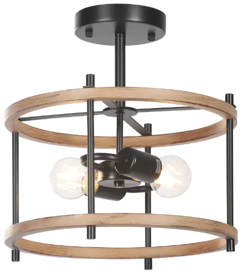 Tribesigns TH-SF0202 Walnut Incandescent Semi-flush Mount Light-fig1