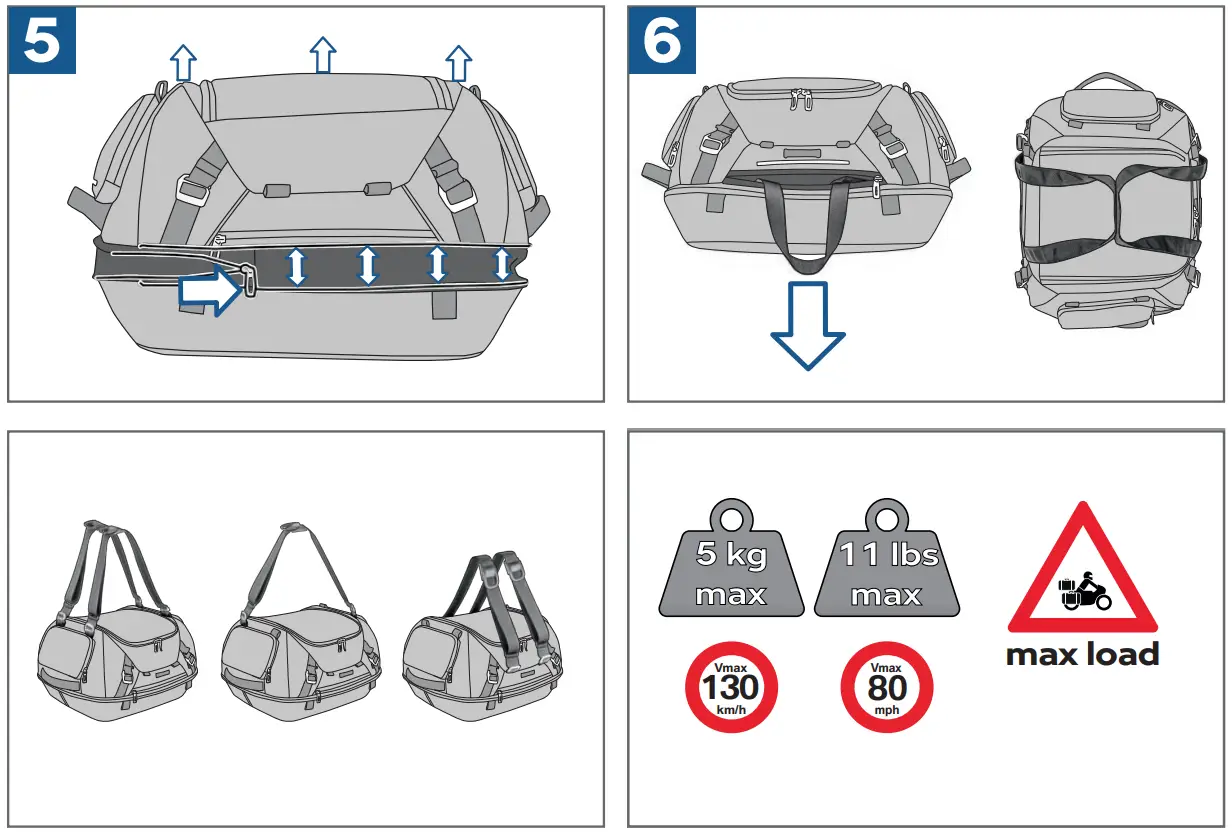 BMW MOTORRAD HECKTASCHE Tail Bag Black Collection Small - Fig 2