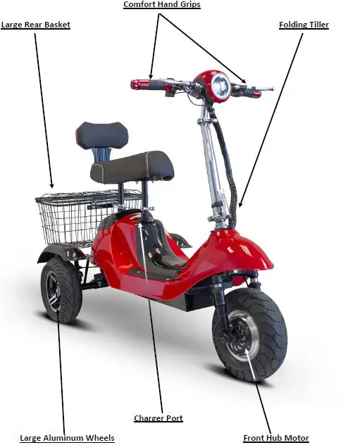 E-WHEELS EW-19 Sporty Electric 3 Wheel Mobility Scooter-1