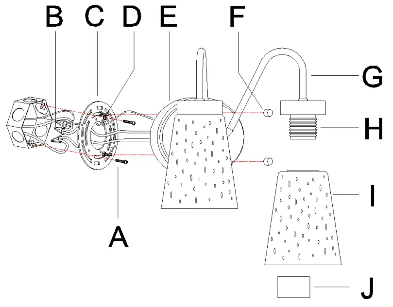 ZEVNI A04724 Cador 12 Inch Wide Black Vanity Light - FIG 2