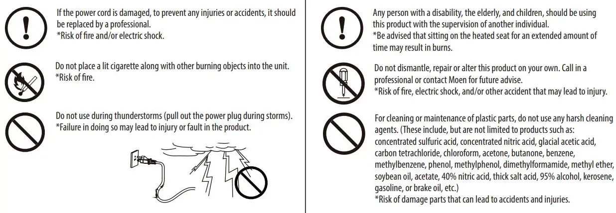 MOEN EB2000 Premium E Bidet Hands-Free Installation Guide - Warning
