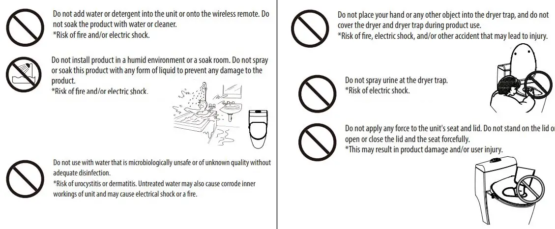 MOEN EB2000 Premium E Bidet Hands-Free Installation Guide - Warning