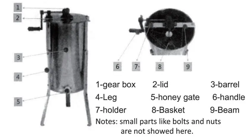 VIVO EX-02SE Frame Electrical Honey Extractor - Structure
