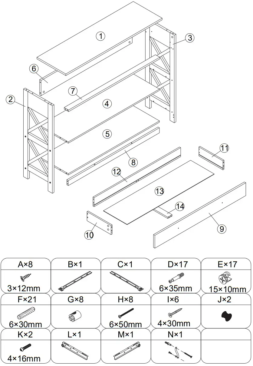 COSTWAY HW65707BKB Console Accent Table with Drawer and Shelves - Figure 1