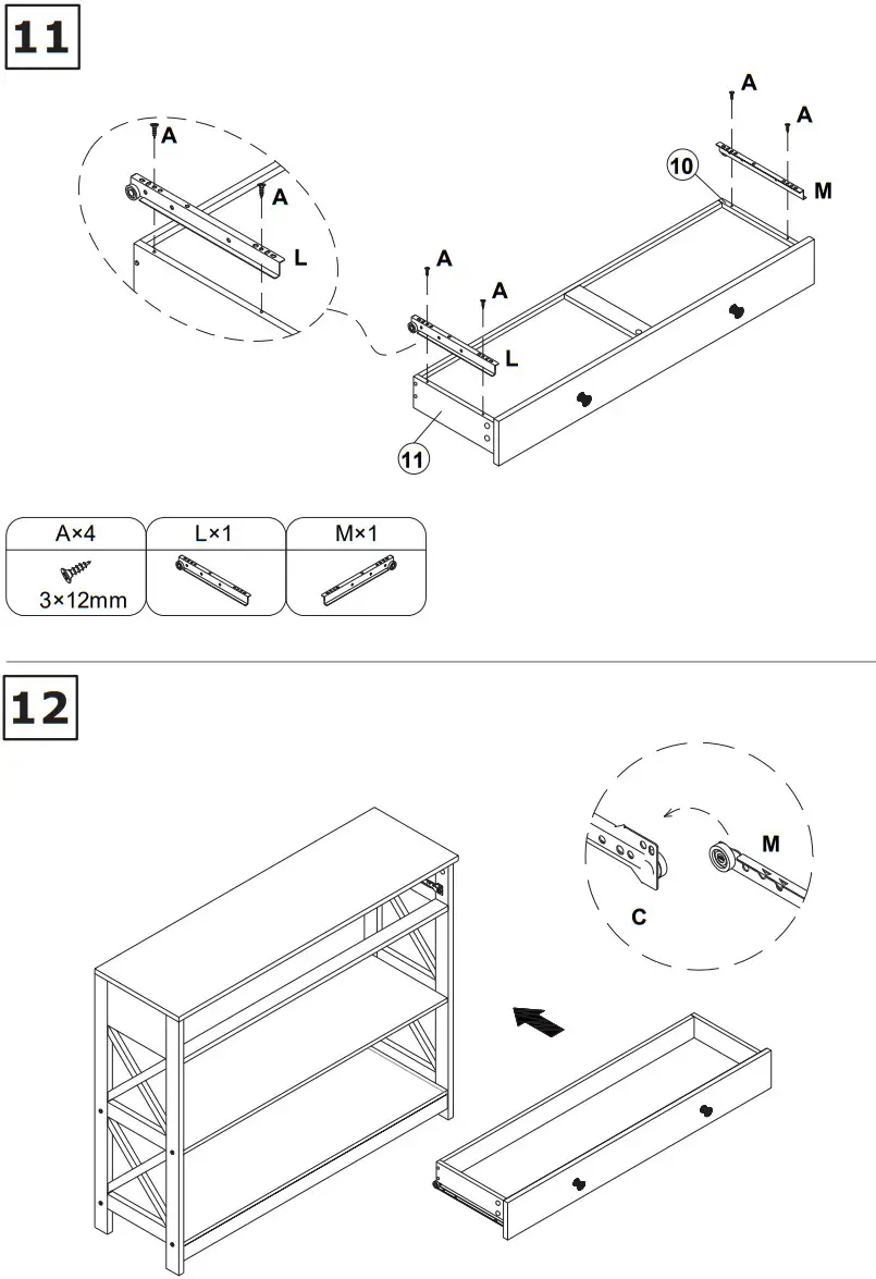 COSTWAY HW65707BKB Console Accent Table with Drawer and Shelves - Figure 7