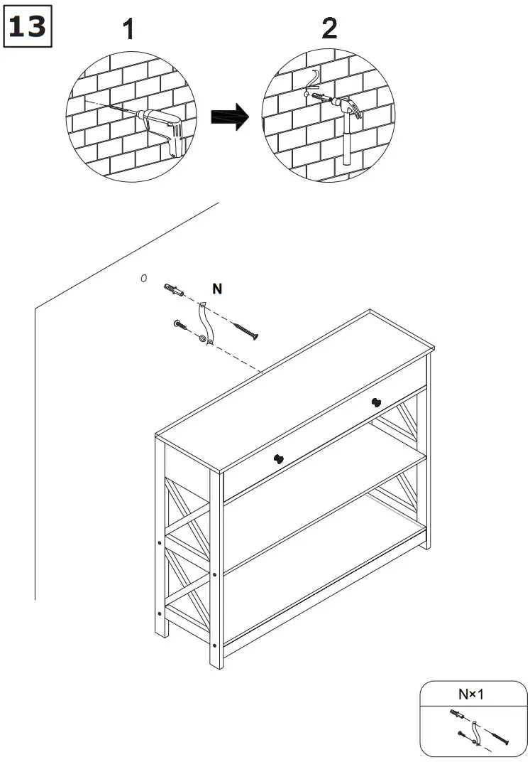 COSTWAY HW65707BKB Console Accent Table with Drawer and Shelves - Figure 8