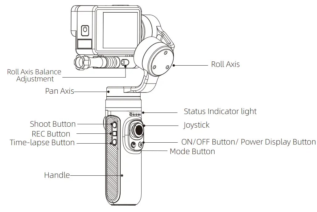 INKEE B094FF9PCQ Falcon Handheld 3-Axis Action Camera Gimbal Stabilizer - fig2