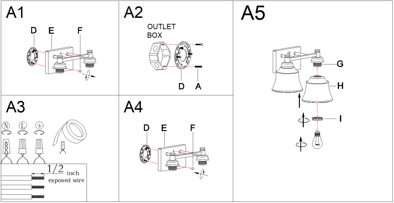 LNC A04846W2 14 Inch 2 Light Matte Black and Gold LED Modern Contemporary Vanity Light Bar - Make assembly