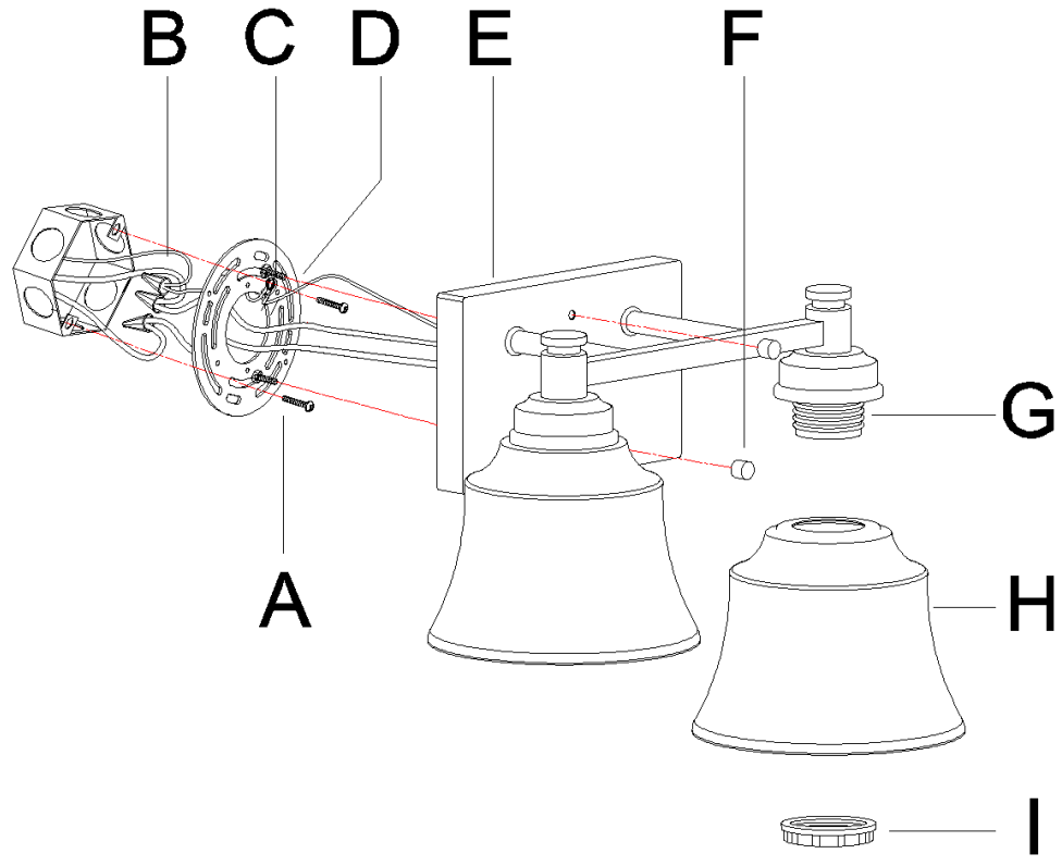 LNC A04846W2 14 Inch 2 Light Matte Black and Gold LED Modern Contemporary Vanity Light Bar - PARTS INCLUDING