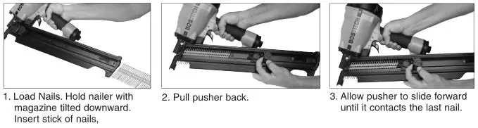 Bostitch Pneumatic Stick Nailer - LOADING THE TOOL