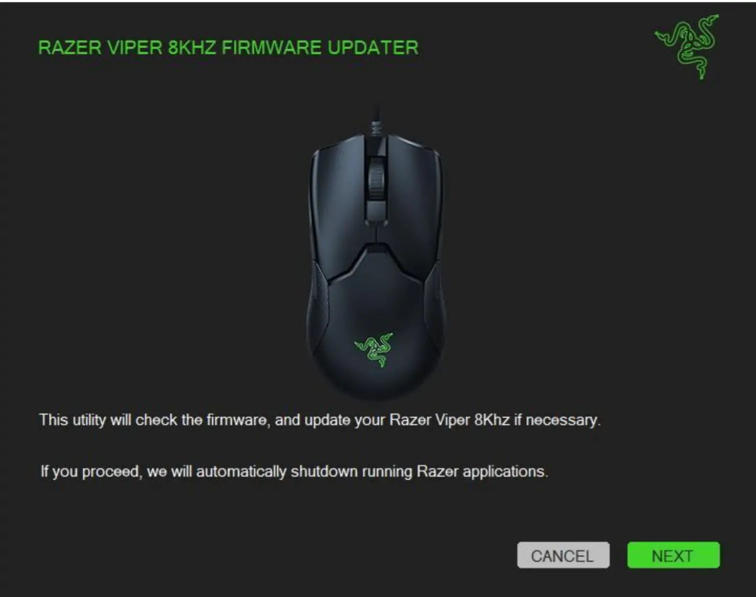 Razer Viper 8KHz Firmware Updater