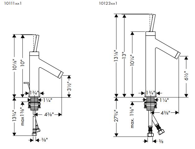 AXOR 10111000 Starck 185 Chrome Sink with Waste fig2