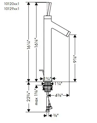 AXOR 10111000 Starck 185 Chrome Sink with Waste fig4